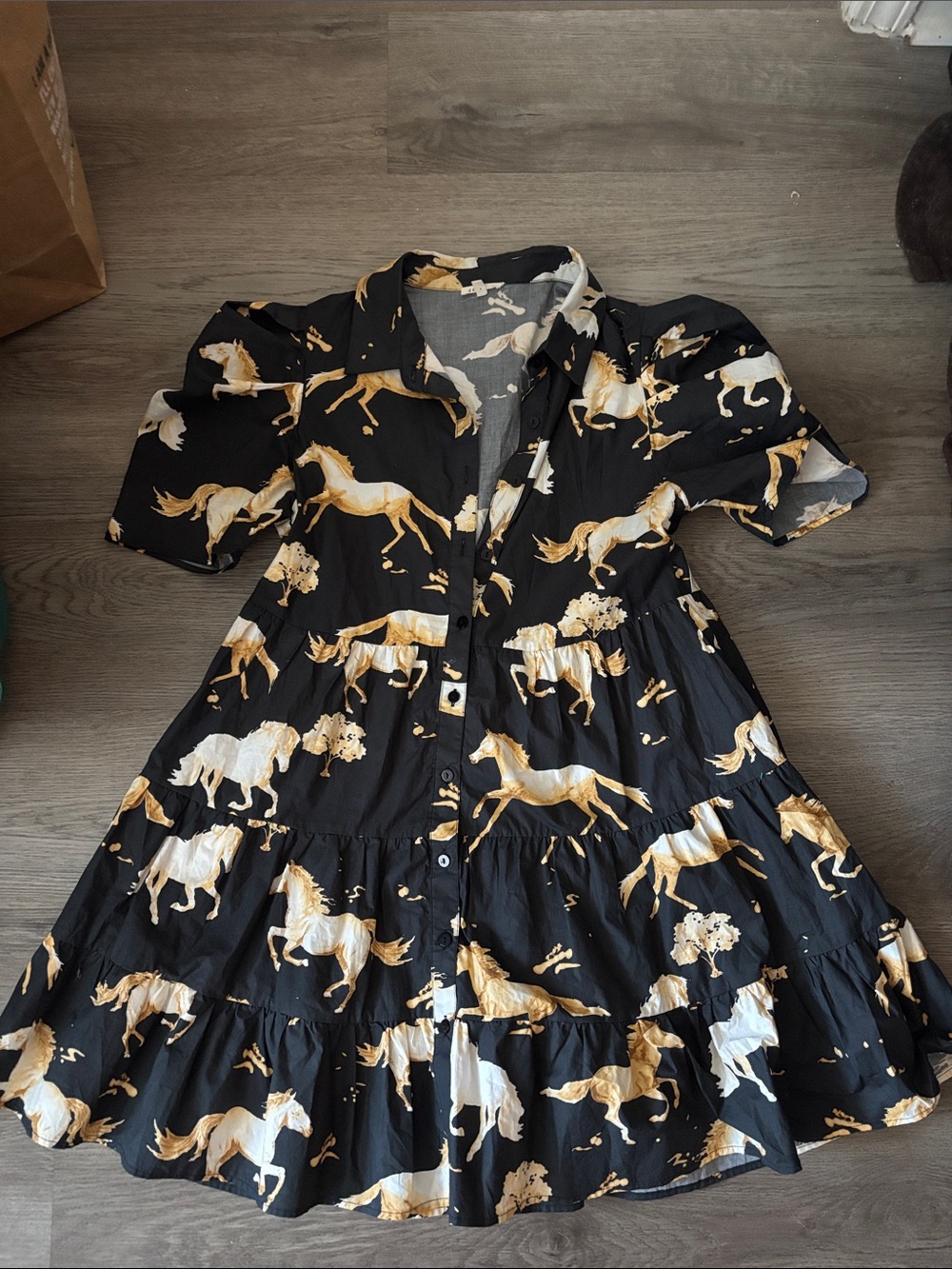 JODIFL Black Dress with Horse Print